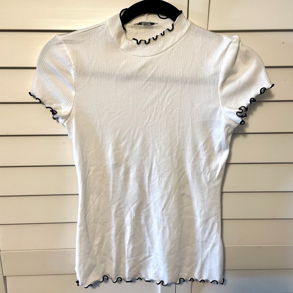 Bar III Lettuce Hem Mock-neck top